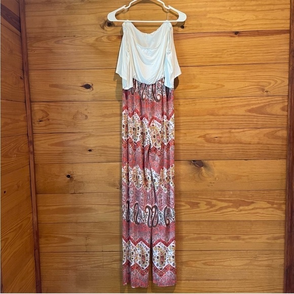 New Mode Multicolor Paisley Print Off The Shoulder Jumpsuit Romper Large - Picture 1 of 9